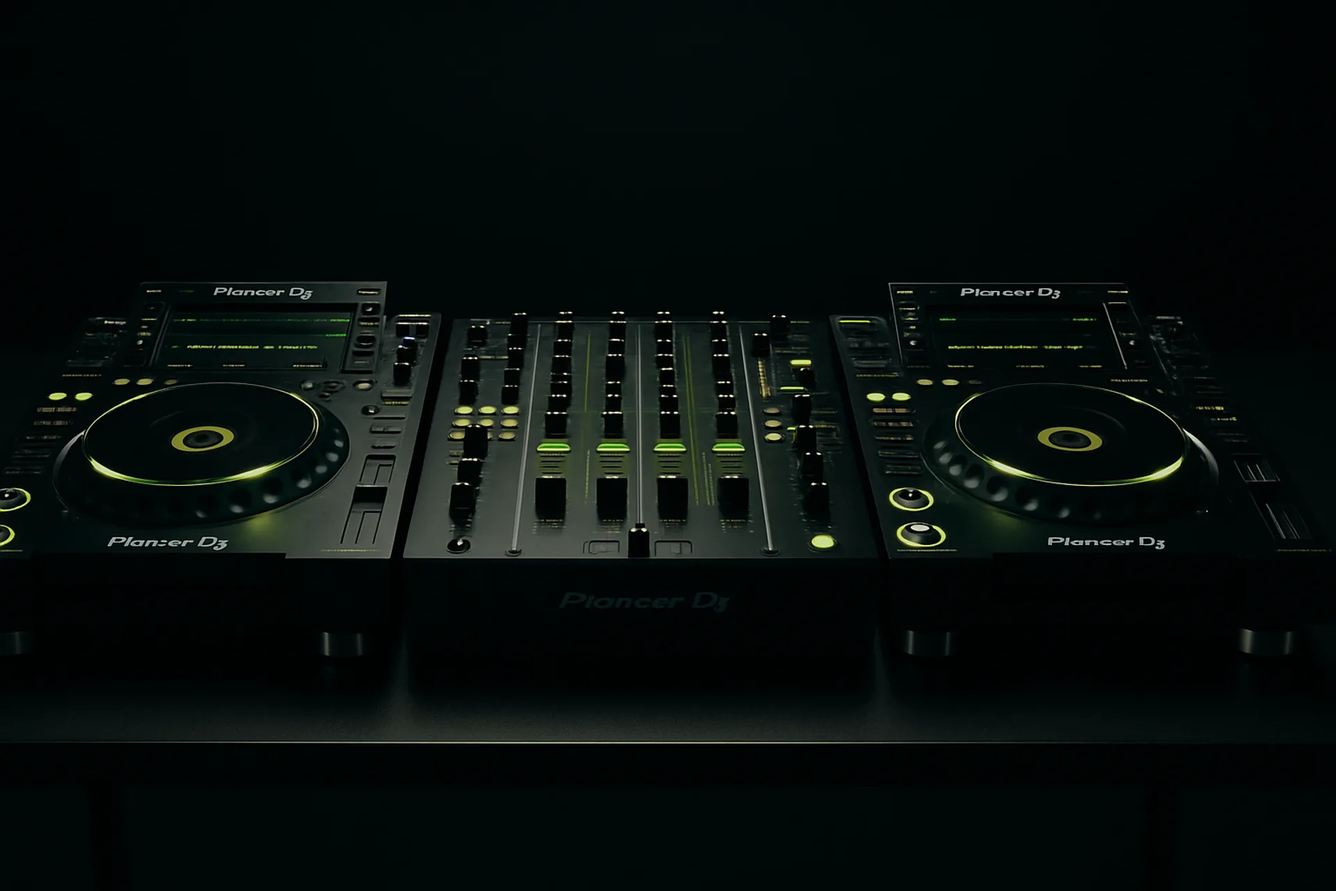 פלטת DJ — Pioneer CDJ-3000 ומיקסר DJM-A9 בתאורת בימה